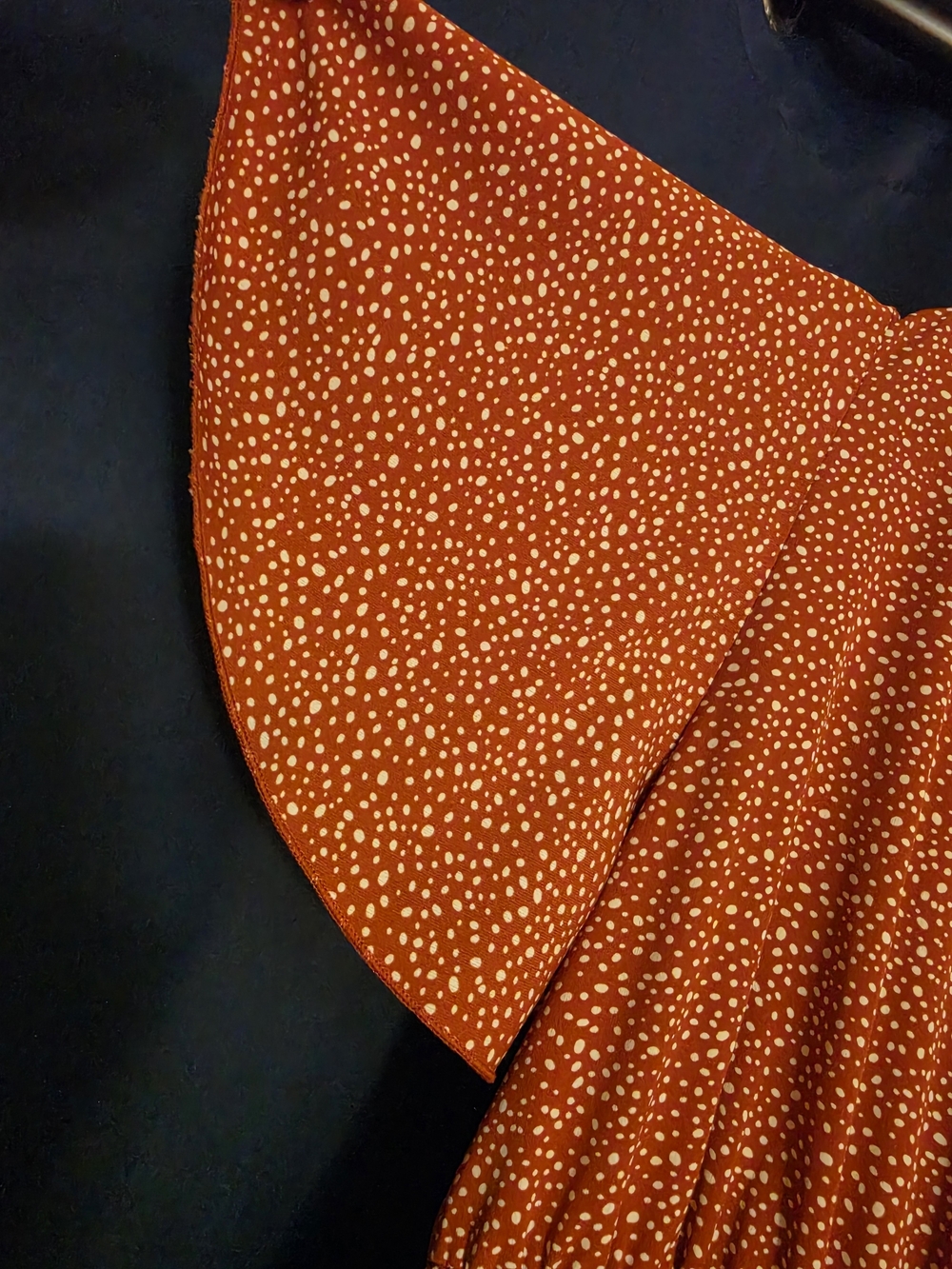 SHEIN Rust Orange V-Neck Midi Dress with White Dot Print - Picture 7 of 7